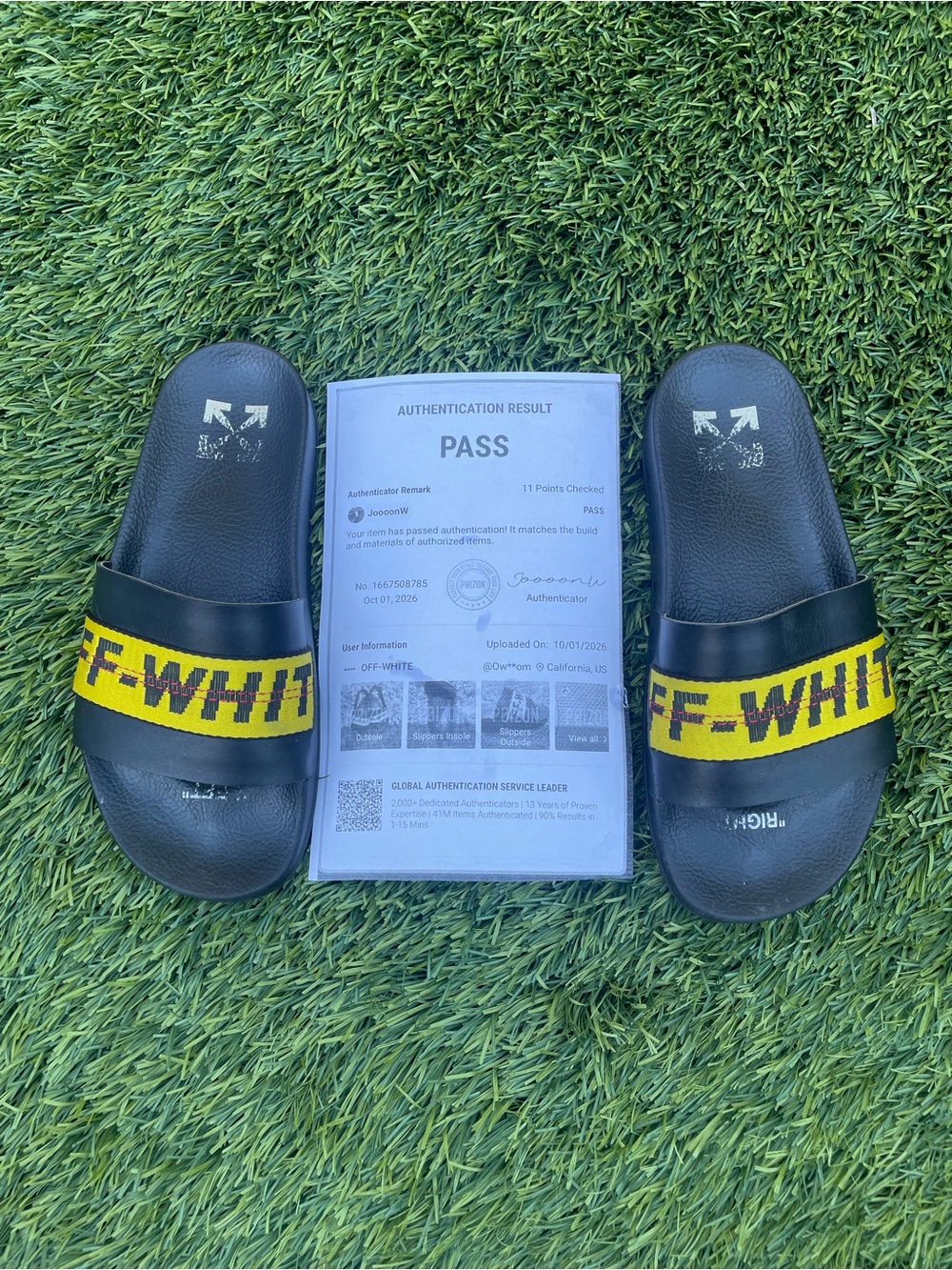 Authentic Off-White Industrial Belt Slides Black Yellow